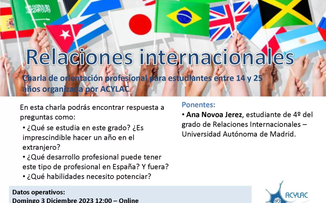 Orientación profesional – Relaciones Internacionales Charla Online 3 de diciembre